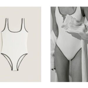 ZARA bathing suit -White Swimsuit with Black Trim